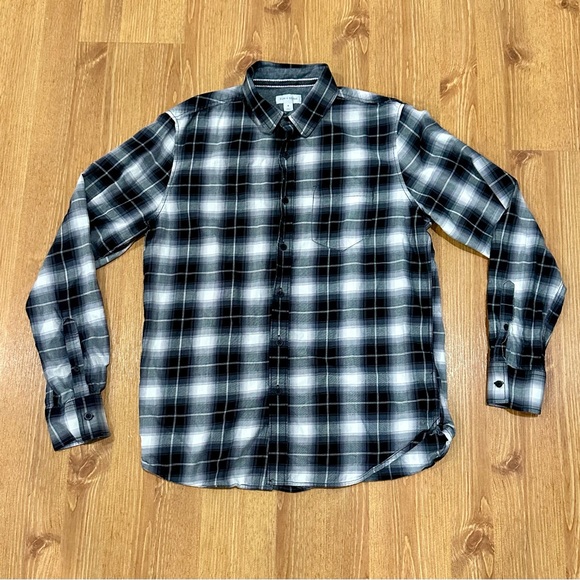 Sun + Stone Long Sleeve Button-Up Black White Grey Plaid Small 100% Cotton - Picture 5 of 5